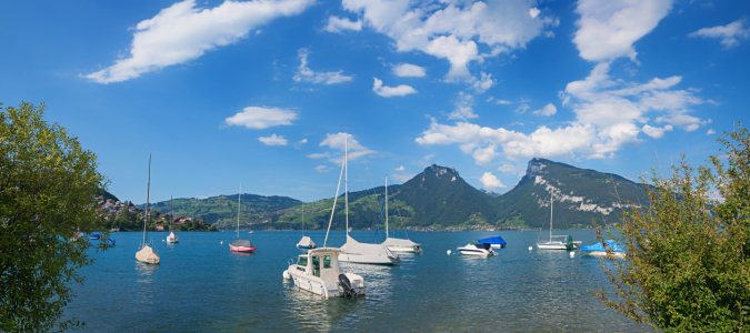 Bild-Nr: 12011402 Thunersee mit Segelbooten Niederhorn Blick Schweiz Erstellt von: SusaZoom