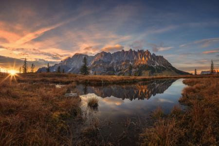 Bild-Nr: 12021400 Sunset in den Alpen mit Spiegelung Hochkönig Erstellt von: Dieter Dieter Meyrl