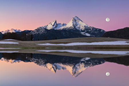 Bild-Nr: 12055615 Watzmann Spiegelung bei Vollmond Erstellt von: Dieter Dieter Meyrl