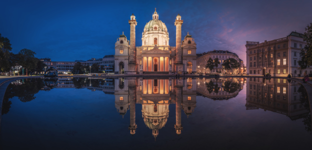 Bild-Nr: 12097126 Wien Karlskirche Panorama zur blauen Stunde Erstellt von: Jean Claude Castor