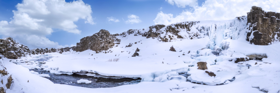 Bild-Nr: 12178409 ISLAND Öxararfoss im Winter - Panorama Erstellt von: Melanie Viola