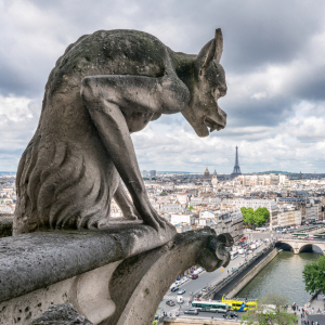 Bild-Nr: 12353838 Gargoyle mit Eiffelturm Erstellt von: eyetronic