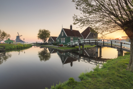 Bild-Nr: 12424174 Freilichtmuseum Zaanse Schans bei Sonnenaufgang Erstellt von: KundenNr-360966