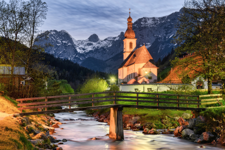 Bild-Nr: 12432553 Kirche in Ramsau am Abend Erstellt von: Michael Valjak