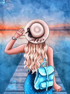 Bild-Nr: 12553544 Frau am Meer Illustration Erstellt von: Bambis-Art