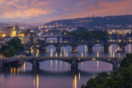 Bild-Nr: 12618726 Abendlicher Blick über die Moldaubrücken in Prag Erstellt von: Melanie Viola