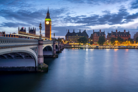 Bild-Nr: 12619631 Westminster Bridge und Big Ben am Abend Erstellt von: eyetronic