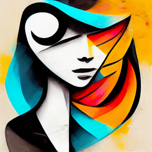 Bild-Nr: 12623630 Abstraktes Bild mit Frau bunt im Graffity Style Erstellt von: Alexander-Volkmann-Digital-Art