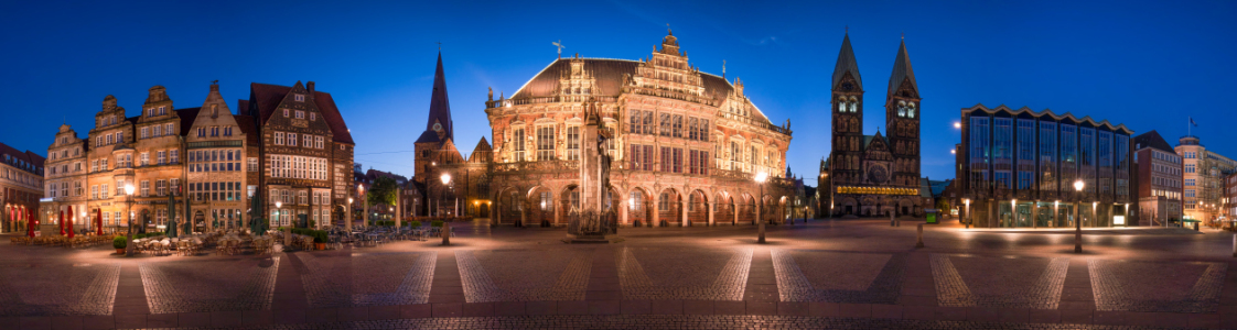 Bild-Nr: 12687399 Bremer Marktplatz Panorama bei Nacht Erstellt von: eyetronic