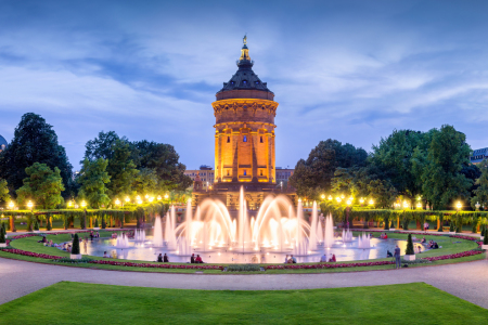 Bild-Nr: 12687436 Mannheim Wasserturm am Abend Erstellt von: eyetronic