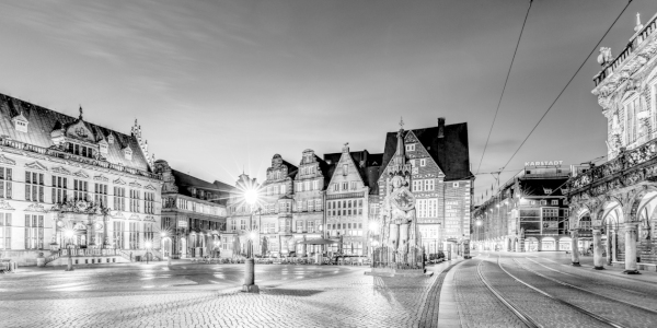 Bild-Nr: 12700624 Panorama Marktplatz in Bremen - Schwarzweiss Erstellt von: dieterich