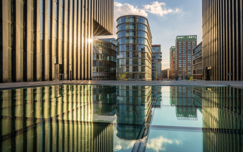 Bild-Nr: 12703040 Düsseldorf - Goldene Stunde im Medienhafen Erstellt von: alfotokunst