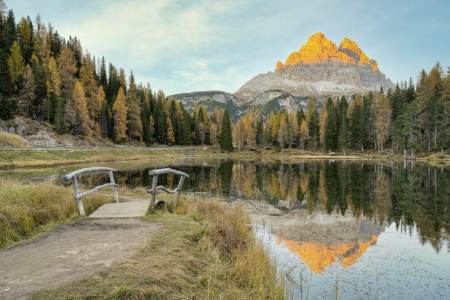 Bild-Nr: 12715942 Alpenglühen am Lago Antorno in den Dolomiten Erstellt von: Michael Valjak