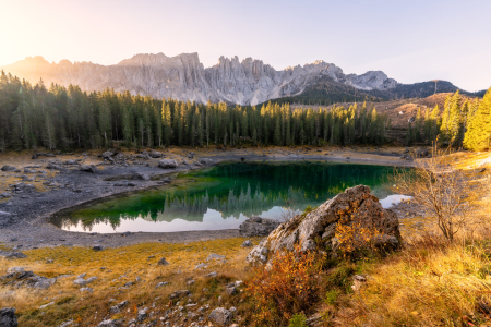 Bild-Nr: 12727817 Goldene Stunde am Karersee  Erstellt von: Achim Thomae