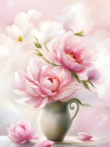 Bild-Nr: 12733615 Pfingstrosen Blumen in Vase pastell rosa  Erstellt von: Darlya