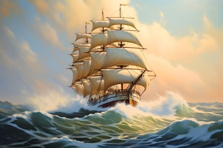 Bild-Nr: 12738455 Segelschiff 1 KI-Gemälde Erstellt von: Heike  Hultsch
