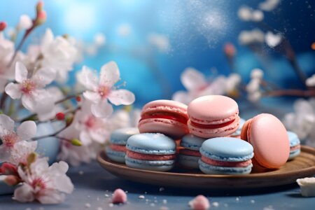 Bild-Nr: 12742359 Macarons blau und rosa KI Erstellt von: Heike Hultsch