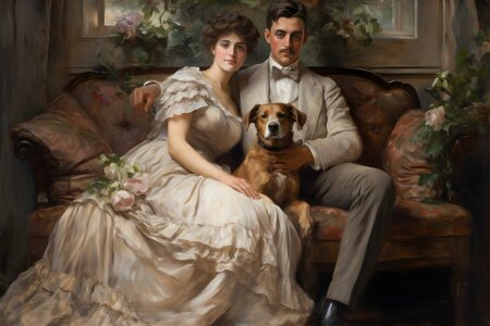 Bild-Nr: 12742668 Paar mit Hund KI Erstellt von: Heike  Hultsch