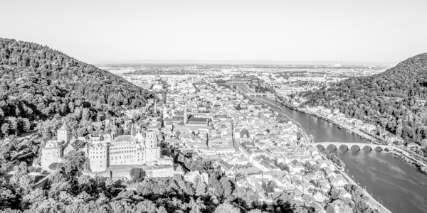 Bild-Nr: 12745069 Luftbild Heidelberg mit dem Schloss - Schwarzweiss Erstellt von: dieterich