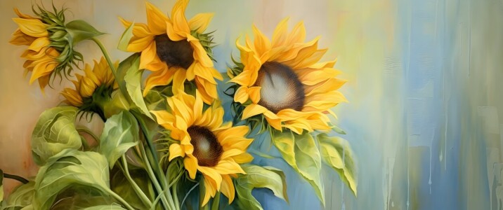 Bild-Nr: 12745134 Sonnenblumenpanorama KI Erstellt von: Heike Hultsch