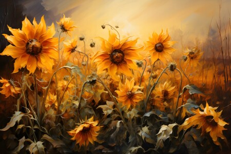 Bild-Nr: 12745971 Sonnenblumen Malerei KI 2 Erstellt von: Heike  Hultsch