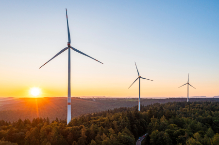 Bild-Nr: 12754607 Luftbild Windpark bei Sonnenaufgang Erstellt von: dieterich