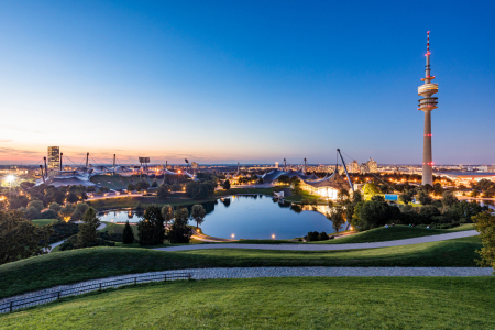 Bild-Nr: 12763282 Olympiapark mit Olympiaturm in München am Abend Erstellt von: dieterich