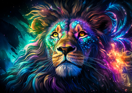 Bild-Nr: 12770712 Neon Löwe KI Erstellt von: Steffen Gierok