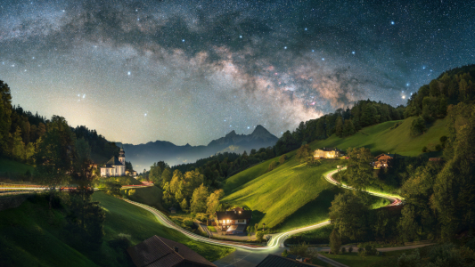 Bild-Nr: 12790870 Nachtaufnahme einer idyllischen Alpenlandschaft Erstellt von: Smileus