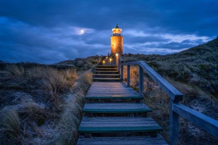 Bild-Nr: 12809905 Leuchtturm Quermarkenfeuer Rotes Kliff bei Nacht Erstellt von: eyetronic
