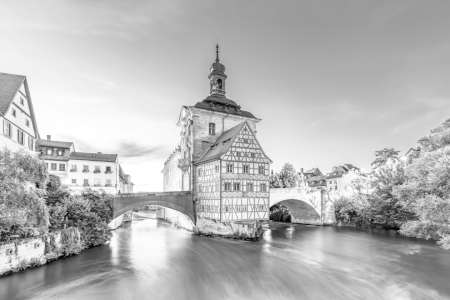 Bild-Nr: 12827170 Altes Rathaus in Bamberg am Abend - monochrom Erstellt von: dieterich