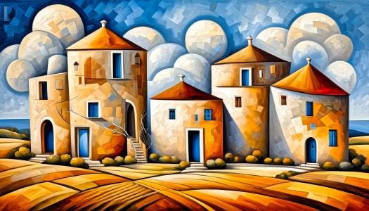 Bild-Nr: 12829778 Apuliens Trulli abstrakt KI Erstellt von: XYRIUS