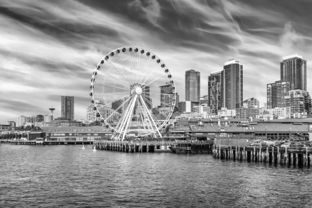 Bild-Nr: 12880008 Seattle Uferpromenade in Monochrom Erstellt von: Melanie Viola