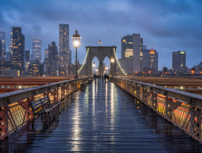 Bild-Nr: 12898631 Brooklyn Bridge bei Nacht Erstellt von: eyetronic