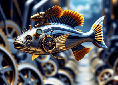 Bild-Nr: 12899109 Metall Fisch KI Erstellt von: XYRIUS