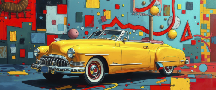 Bild-Nr: 12910634 Gelber Oldtimer KI Erstellt von: XYRIUS