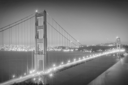 Bild-Nr: 12915166 Golden Gate Bridge am Abend - Monochrom Erstellt von: Melanie Viola