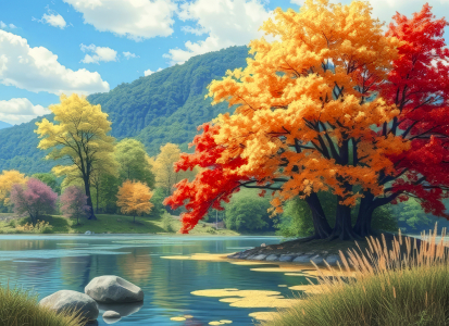 Bild-Nr: 12936400 Herbst am See KI Erstellt von: XYRIUS