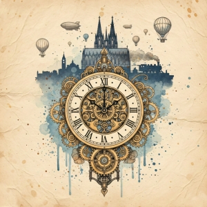 Bild-Nr: 12937200 Steampunk-Zeitreise über Köln KI Erstellt von: gabii40