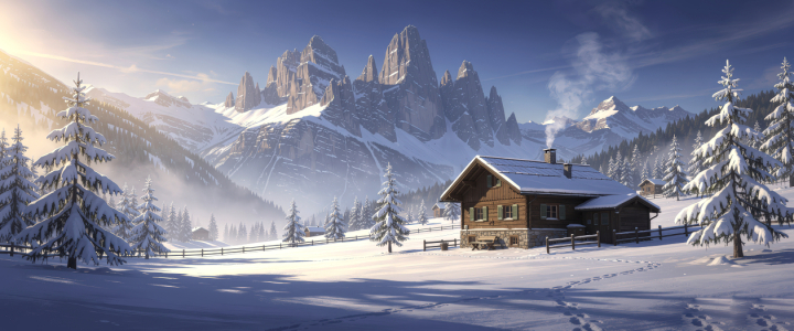 Bild-Nr: 12937480 Winter Chalet KI Erstellt von: XYRIUS