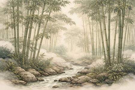 Bild-Nr: 12939620 Morgendliche Stille im Bambushain KI Erstellt von: gabii40