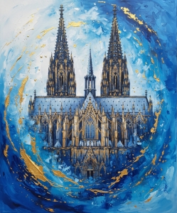 Bild-Nr: 12940330 Gotik in Gold und Blau Kölner Dom KI Erstellt von: gabii40