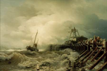 Bild-Nr: 30000024 Andreas Achenbach,  Sturm an der Mole Erstellt von: Achenbach, Andreas