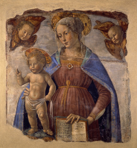 Bild-Nr: 30002222 D.Ghirlandaio, Virgin and Child /Fresco Erstellt von: Ghirlandaio Domenico (Domenico Tommaso Bigordi)