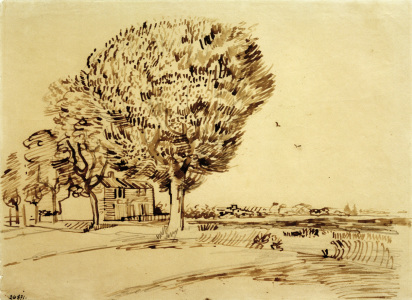 Bild-Nr: 30003238 V.v.Gogh, Landscape w.House & Trees/1888 Erstellt von: van Gogh, Vincent