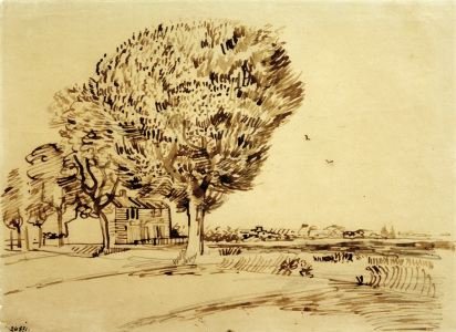 Bild-Nr: 30003238 V.v.Gogh, Landscape w.House & Trees/1888 Erstellt von: van Gogh, Vincent