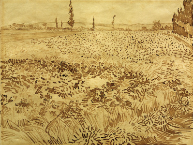 Bild-Nr: 30003252 V.v.Gogh, Wheat Field / Drawing / 1888 Erstellt von: van Gogh, Vincent