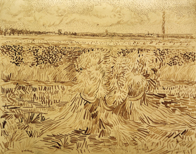 Bild-Nr: 30003256 V.v.Gogh, Wheat Field w.Sheaves / Draw. Erstellt von: van Gogh, Vincent