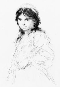 Bild-Nr: 30004414 L.Knaus / Gypsy Girl / Drawing / c.1870 Erstellt von: Knaus. Ludwig