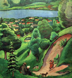 Bild-Nr: 30006160 A.Macke, Landschaft am Tegernsee mit... Erstellt von: Macke, August